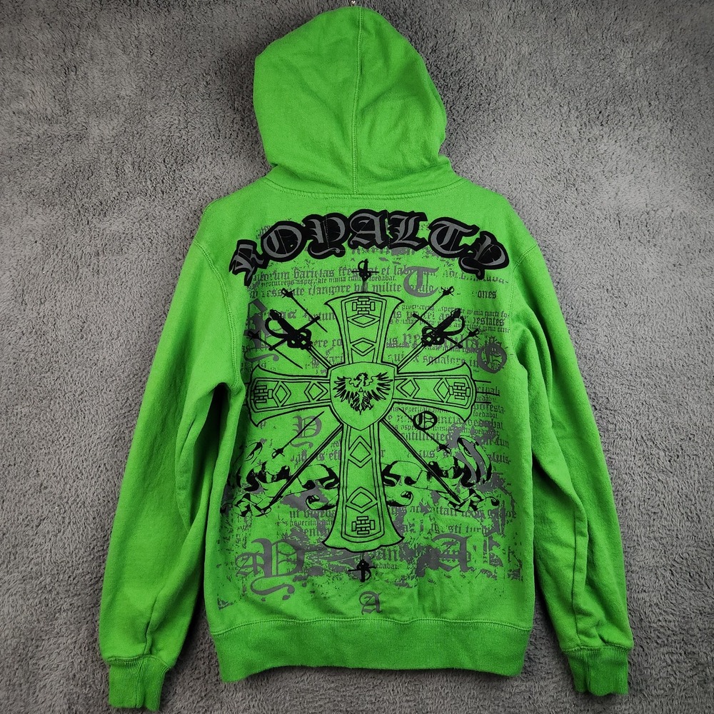 Vintage Y2K Carbon Hoodie Small Full Zip Embroidered Royalty Cross Jesse Pinkman